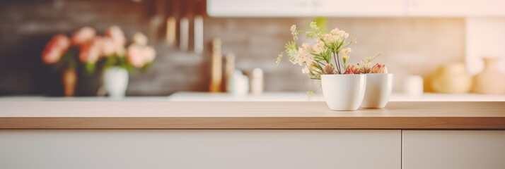 Poster - Wooden table in modern interior.