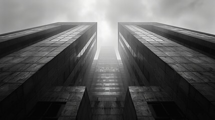 black and white architectural photo of a concrete building