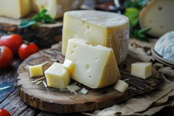 Mountain cheese on a wooden board