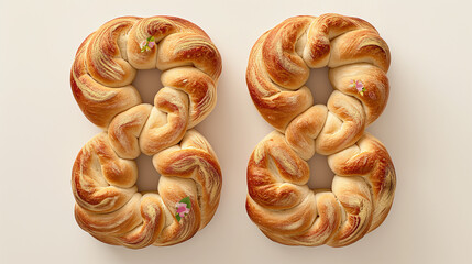 Wall Mural - Two braided breads in shape of number eight