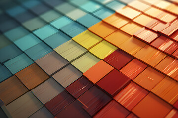 Poster - 3d illustration   colorful  squares on monocrome background, pattern. Geometry  background,  generated by AI. 3D illustration