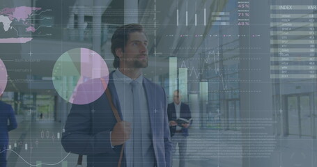Poster - Image of financial data processing over business people