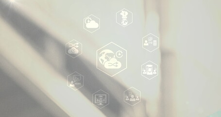 Poster - Image of network of connections with digital icons