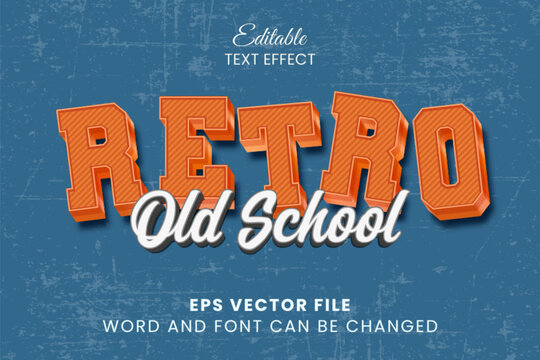 Retro old school 3d editable vector text effect