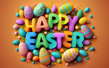 Easter poster and banner template with Easter eggs