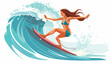 Surfing sport summer vacation concept. Young happy