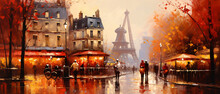 Oil Painting Cityscape  Moulin Rouge Paris France ..