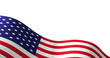 Image of waving united states of america flag, diagonal with white copy space above