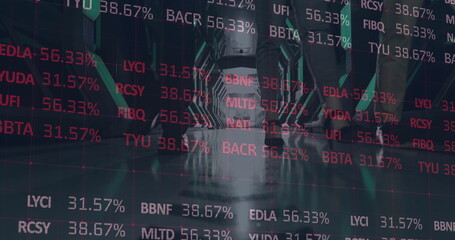 Poster - Image of financial data processing over business people in office
