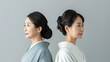 着物を着たモダンな日本人女性