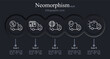 Delivery icon set. Percentage, calendar, lines, planet, gps mark, speed. Neomorphism style. Vector line icon for business and advertising