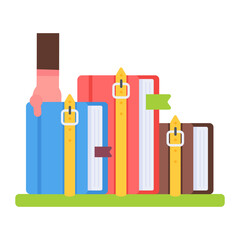 Poster - A flat icon of putting books in reading shelf 