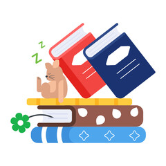 Poster - Premium flat icon depicting night books 