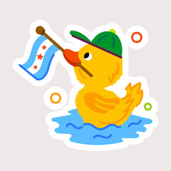 Sticker - Cute flat sticker of a duck flag 