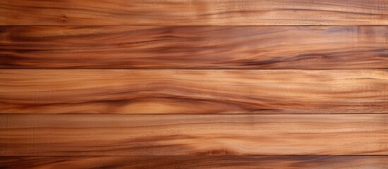 Sticker - A closeup shot revealing the intricate pattern of a hardwood plank flooring with a rich brown wood stain. The blurred background enhances the beauty of the amber wood material property