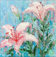 Poster - Colorful luminous flowers, oil painting