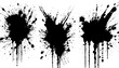 Ink splashes. Black inked splatter dirt stain splattered spray splash with drops blots isolated. Ink splashes stencil. 