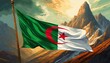 Algeria flag waving, national emblem, symbol