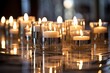 Soothing candlelight reflections on mirrored surface for relaxation