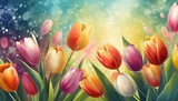 Fototapeta Tulipany - Spring background. Vibrant colors