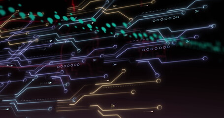 Image of data processing over blue background