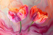 An abstract spring tulips painting in luxurious fluid art style, perfect for home decor and art prints.