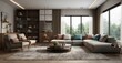 Modern living room panorama in 3D rendering