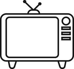 Fototapete - Retro Tv Icon in line style editable stock isolated on transparent background. Television symbol template for graphic and web design illustration. Old TV with antenna. Video channel business concept.