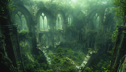 abandoned overgrown ruins