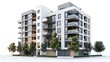© Photock Agency - New modern monolithic residential apartment buildings on isolated white background