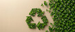 Green recycling symbol in the middle, sustainability, environment, copy space
