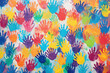 Colorful handprints on a vibrant and dynamic background art 