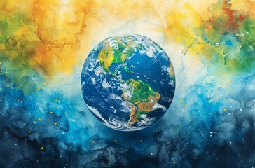 Wall Mural - planet earth with colorful elements. high quality illustration.