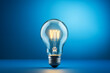 a light bulb symbolizing great ideas and innovation against a serene blue horizontal background