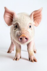 Portrait of a cute pig isolated on white background. Studio shot.