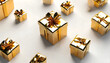 3D realistic gift boxes with a bow. Paper boxes with ribbon and shadow isolated on a light background. Vector illustration