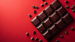  Tasty chocolate bar on bright red background