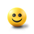 © Tarek - Happy smiling Emoji stress ball on shiny floor. 3D emoticon isolated.