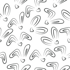 Naklejka na meble seamless easter poster with black outlines of rabbit ears with different gradients, for poster, banner or easter card