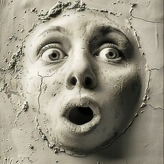 Poster - Funny face hole design Generative Ai 