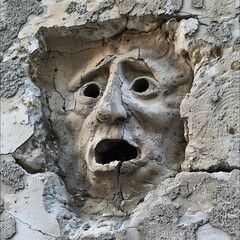 Poster - Funny face hole design Generative Ai 