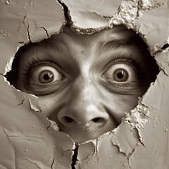 Poster - Funny face hole design Generative Ai 