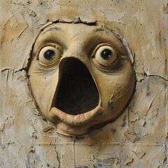 Poster - Funny face hole design Generative Ai 
