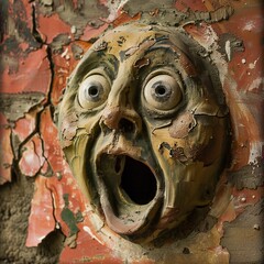 Poster - Funny face hole design Generative Ai 