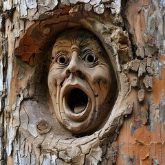 Poster - Funny face hole design Generative Ai 