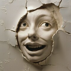 Poster - Funny face hole design Generative Ai 