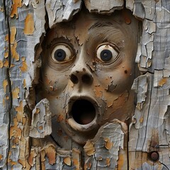 Poster - Funny face hole design Generative Ai 