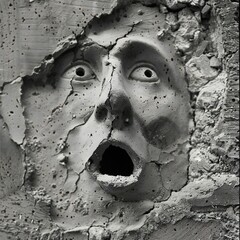 Poster - Funny face hole design Generative Ai 