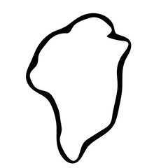 Greenland simplified map. Black ink smooth outline contour on white background. Simple vector icon