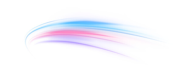 Poster - A colorful motion background of city light trails. Luminous green neon waves PNG. Colored shiny sparks of spiral wave. Curved bright speed line swirls.	